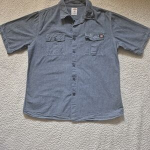Dickies Men's Casual Gray Button Down Shirt